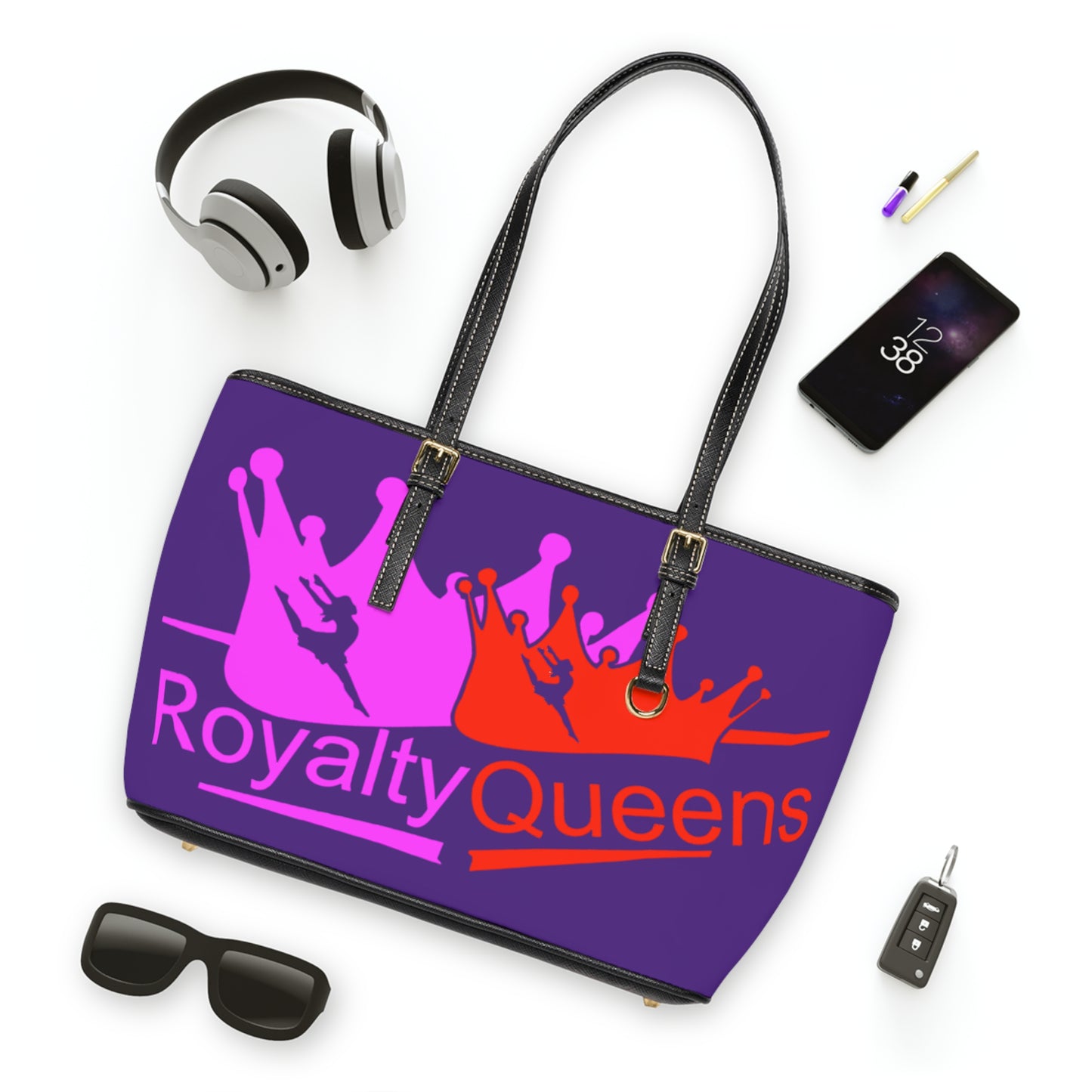 Royalty Queens PU Leather Shoulder Bag, Stylish Tote, Fashion Handbag, Gift for Queens, Trendy Purse, Everyday Use Bag