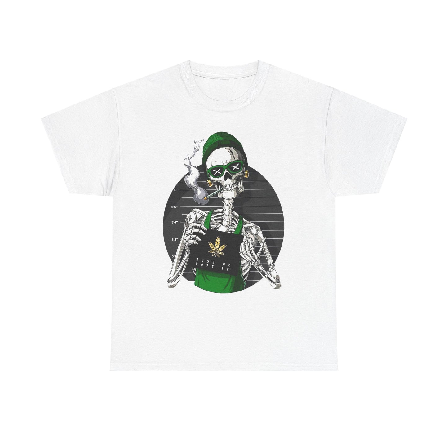 Edgy Skeleton Cannabis Tee | Unisex Heavy Cotton T-Shirt
