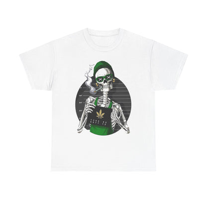 Edgy Skeleton Cannabis Tee | Unisex Heavy Cotton T-Shirt