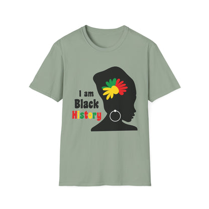 I Am Black History Unisex Softstyle T-Shirt | Black History Month Gift, Empowerment Shirt, Cultural Pride Tee, Education Awareness