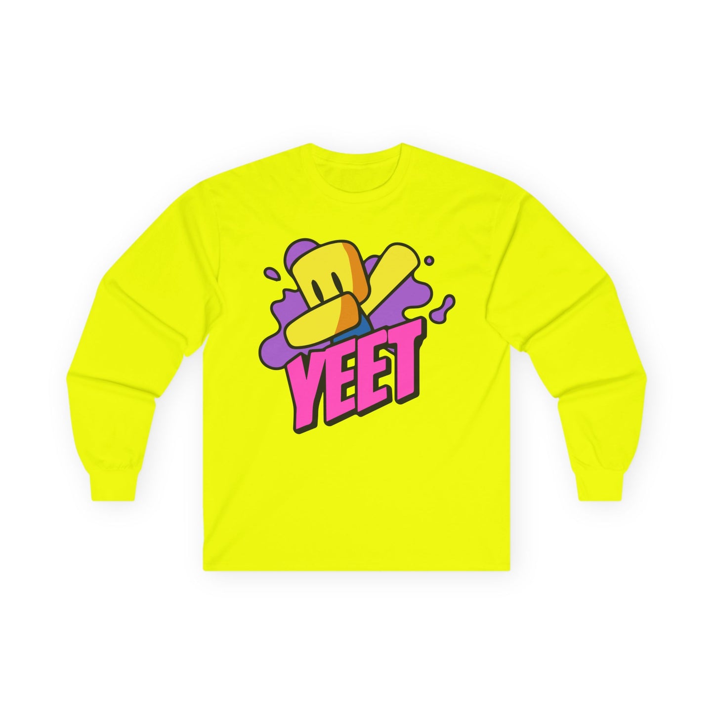 Yeet Graphic Long Sleeve Tee — Bold Cartoon Hat Streetwear