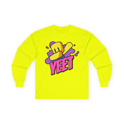 Yeet Graphic Long Sleeve Tee — Bold Cartoon Hat Streetwear