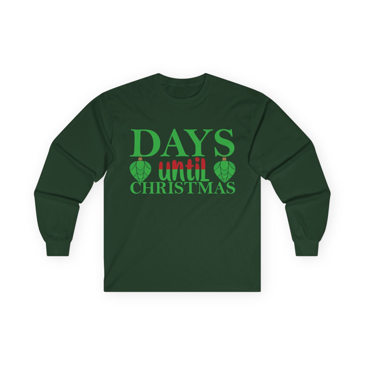 Christmas Countdown Long Sleeve Tee, Holiday Shirt, Unisex Christmas Apparel, Countdown to Christmas Gift, Seasonal T-Shirt