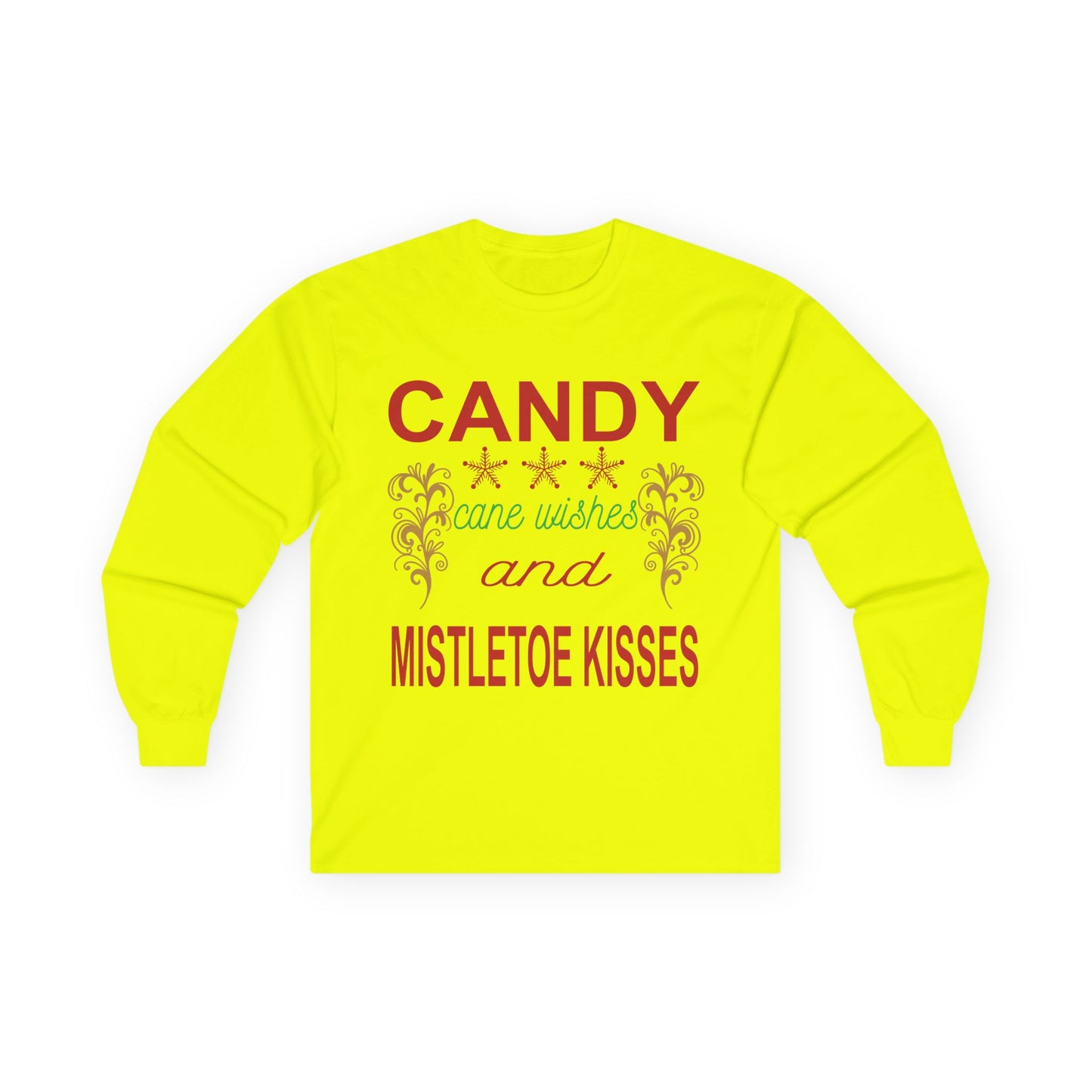 Candy Wishes & Mistletoe Kisses Long Sleeve Tee, Festive Apparel, Holiday Gift, Christmas Shirt, Unisex Tee, Winter Wear