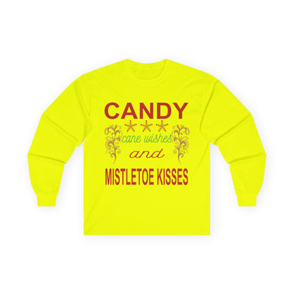 Candy Wishes & Mistletoe Kisses Long Sleeve Tee, Festive Apparel, Holiday Gift, Christmas Shirt, Unisex Tee, Winter Wear