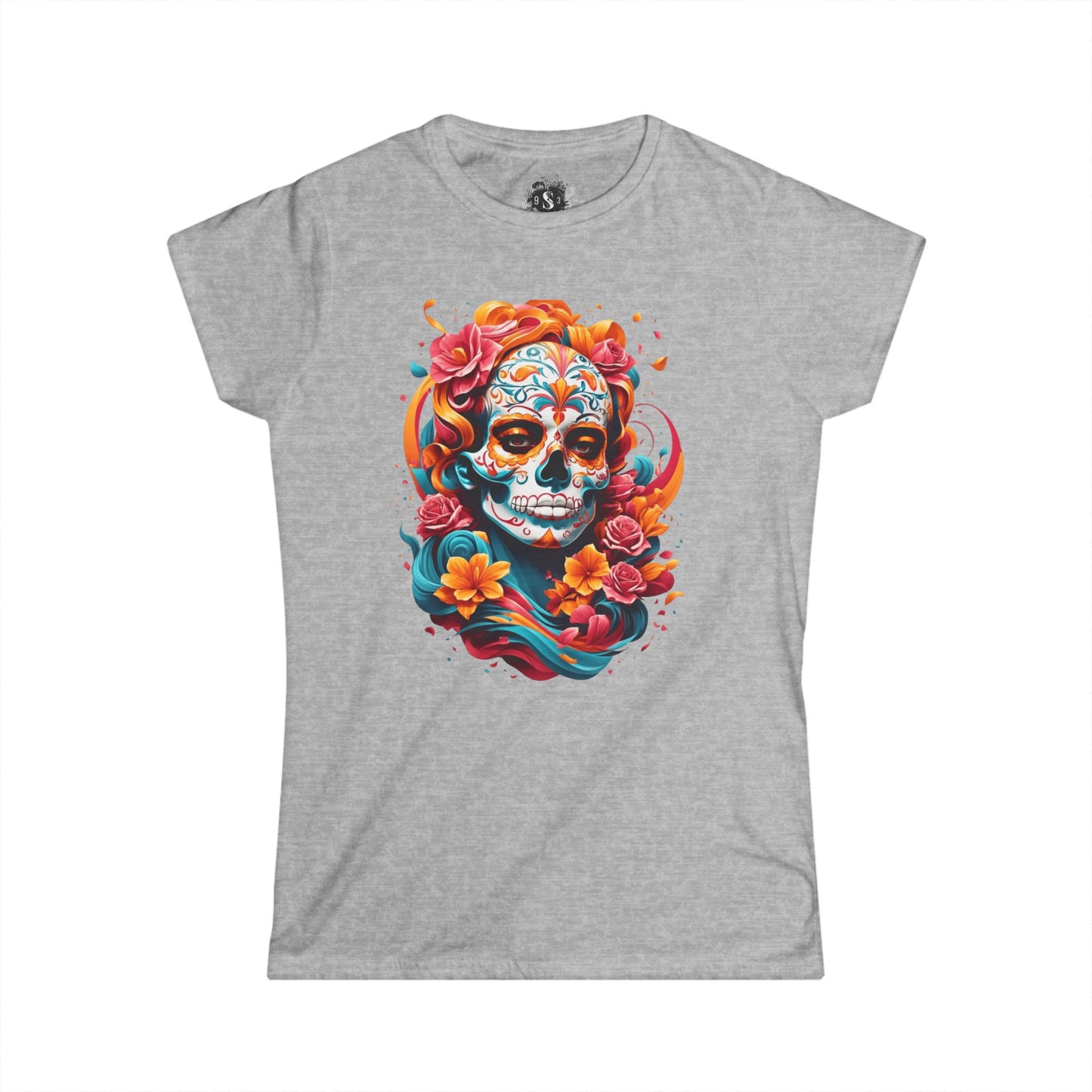 Colorful Day of the Dead Skull Women's Tee - Festival & Celebration Shirt