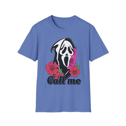 Call Me Horror T-Shirt, Unisex Graphic Tee, Halloween Costume, Spooky Gift, Movie Lover's Shirt, Floral Horror Tee