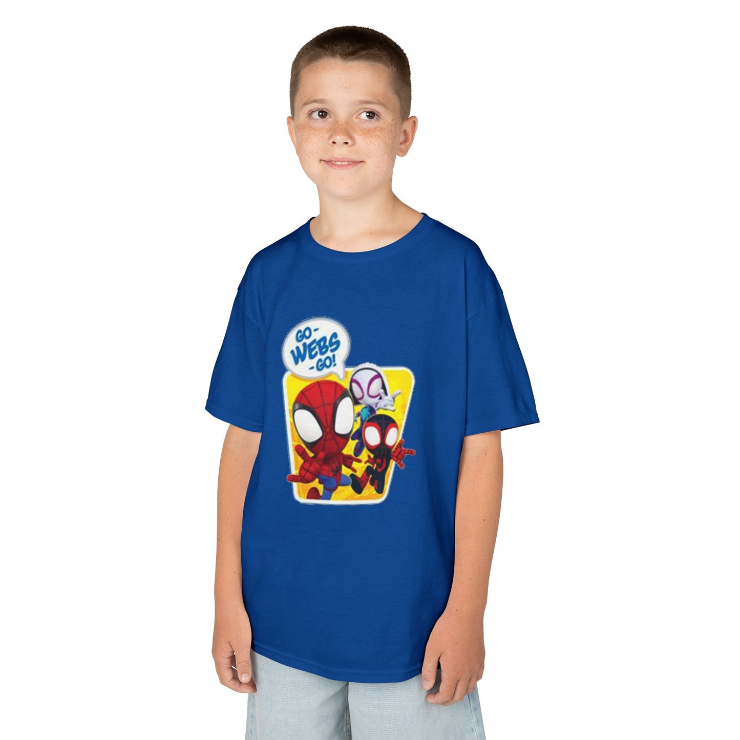 Spiderman Kids Heavy Cotton Tee - Playful Superhero Shirt for Young Fans