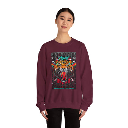 Crewneck Sweatshirt — Bold Roaring Tiger Graphic with 'Ayoung' Ribbon