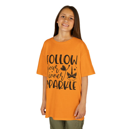Kids Heavy Cotton™ Tee - Follow Your Inner Sparkle T-Shirt for Creative Kids