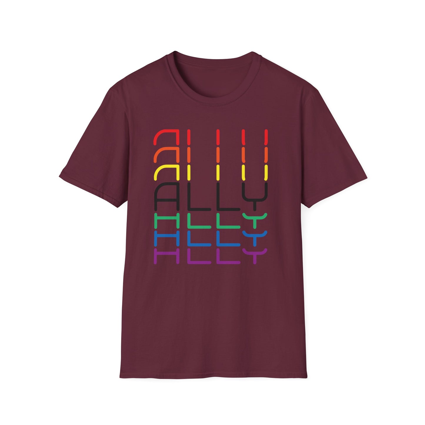 Pride Ally Unisex T-Shirt | Softstyle Tee for LGBTQ+ Support | Perfect for Pride Month, Festivals, or Everyday Wear