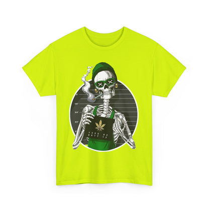 Edgy Skeleton Cannabis Tee | Unisex Heavy Cotton T-Shirt