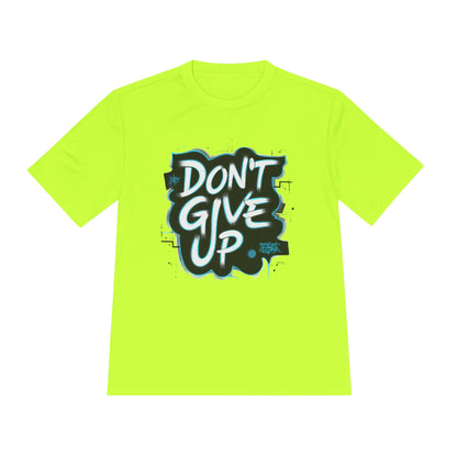 Motivational Wicking Tee – Don't Give Up, Gym Shirt, Fitness Apparel, Inspirational Top, Workout Gear, Casual Wear