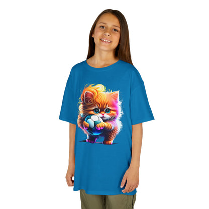 Colorful Kitten Kids Tee - Fun, Playful Cotton T-Shirt for Cat Lovers