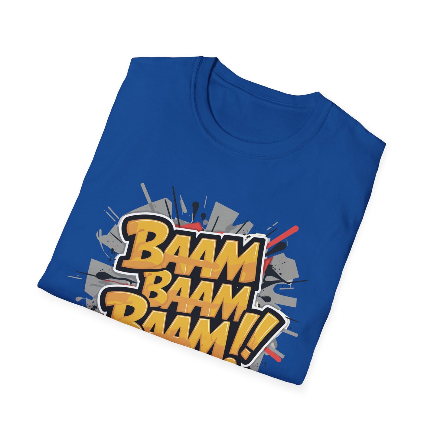 Bam Bam Bam Unisex Softstyle T-Shirt | Fun Graphic Tee for Casual Wear, Gift for Friends, Comic Fans, Birthday, Everyday Style