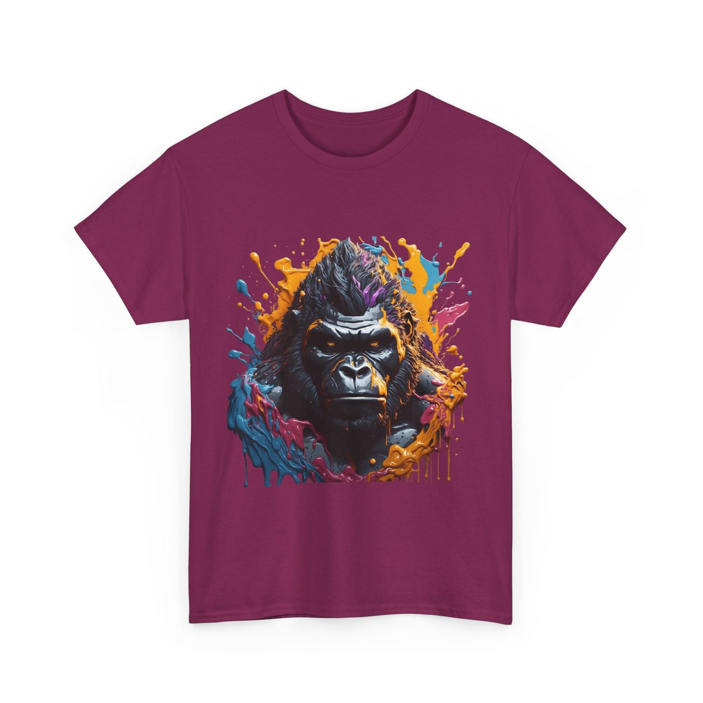 Colorful Gorilla Art Unisex Heavy Cotton Tee - Bold Graphic Tee for Animal Lovers