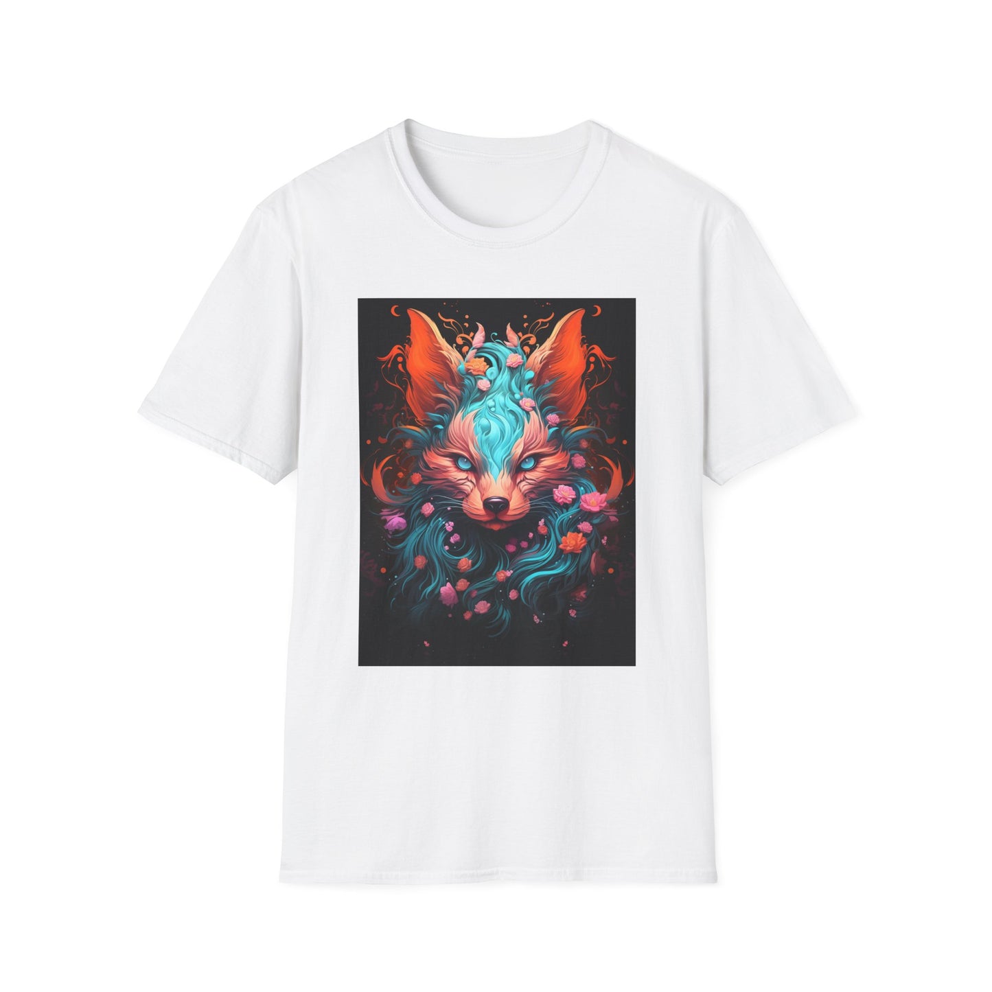 Vibrant Fox Floral Unisex Softstyle T-Shirt