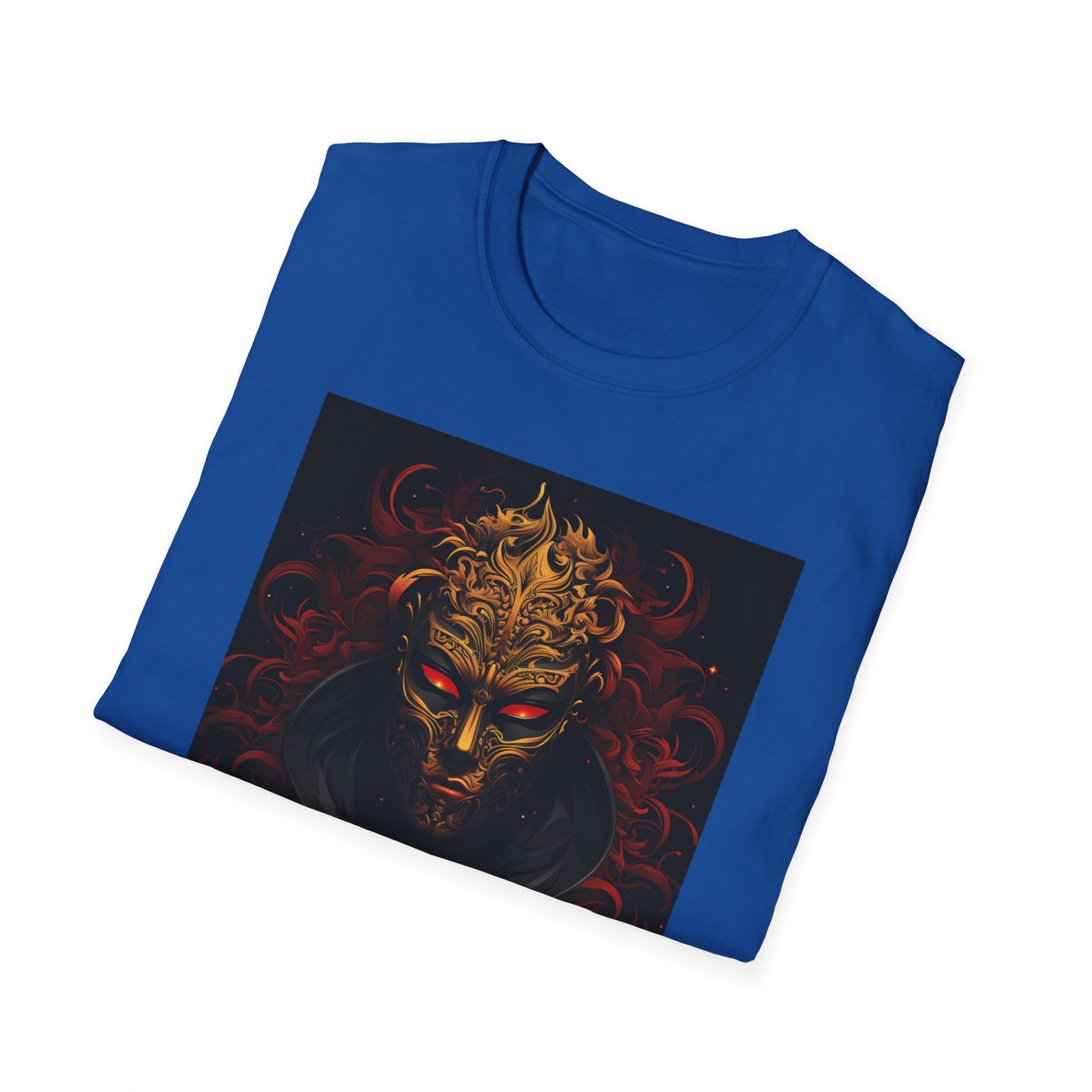 Bold Graphic Unisex Softstyle T-Shirt with Mask Design