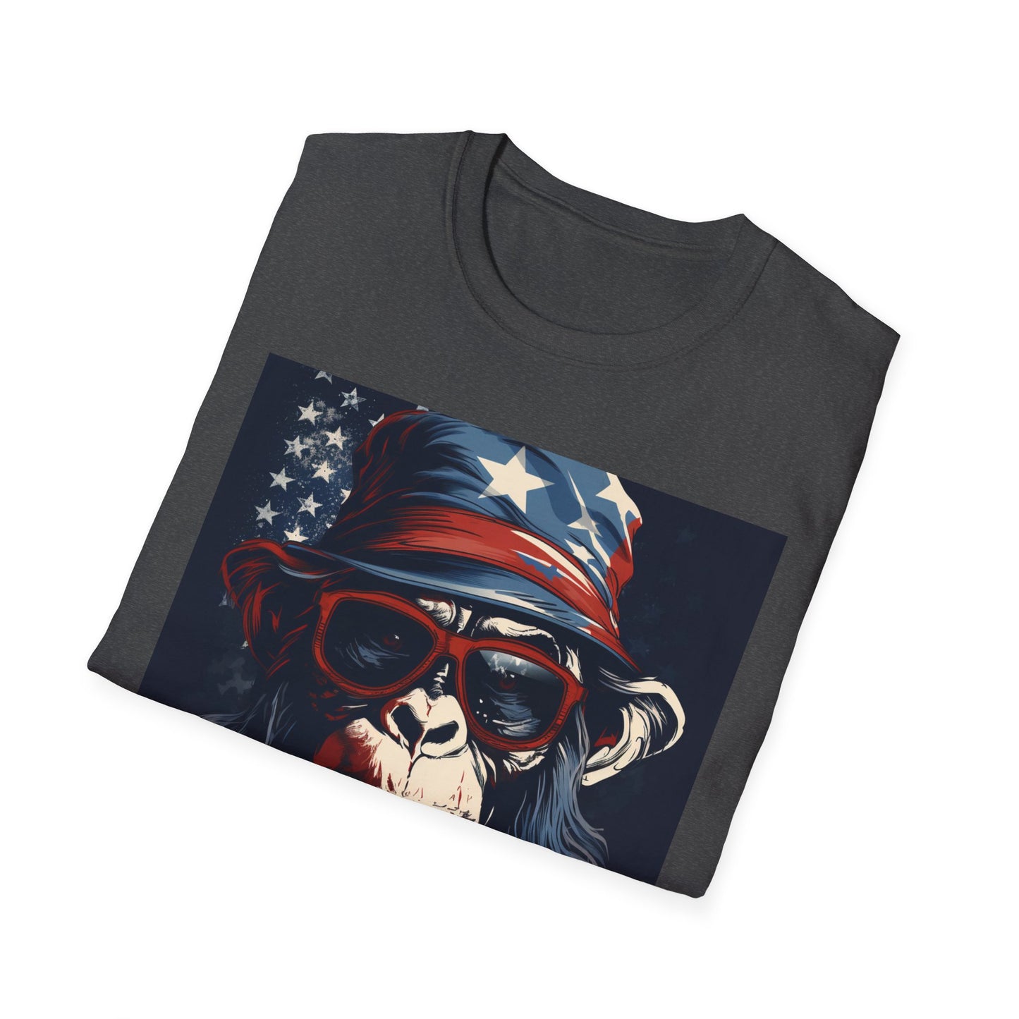 Patriotic Monkey Graphic T-Shirt, Fourth of July Tee, Summer Clothing, Unisex Casual Wear, Fun Gift for Animal Lovers, USA Pride Shirt