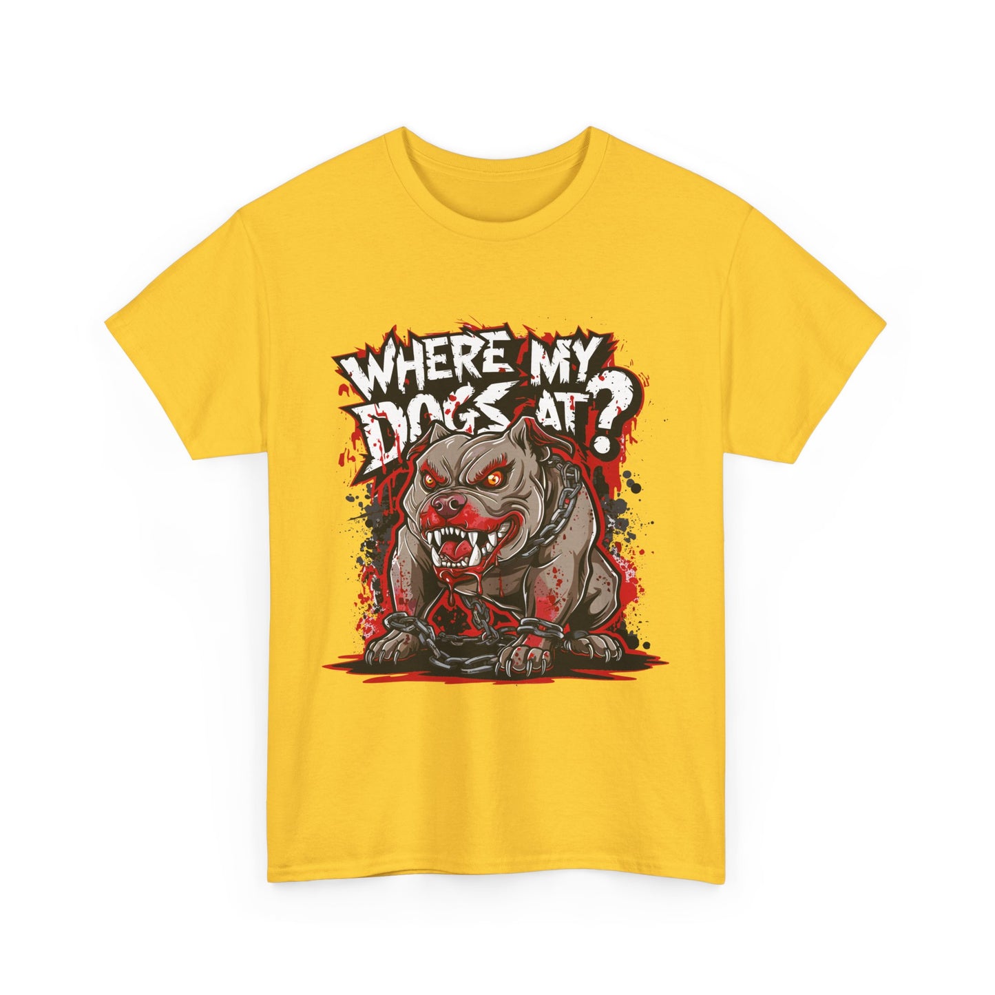 Unisex Graphic Tee - "Where My Dogs At?" Horror Style, Perfect for Halloween, Dog Lovers, Casual Wear