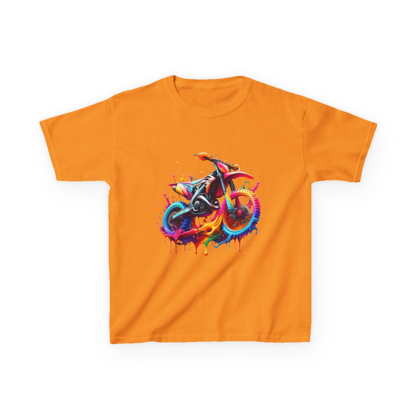 Kids' Motorcycle Graphic Tee - Vibrant Splash Design
