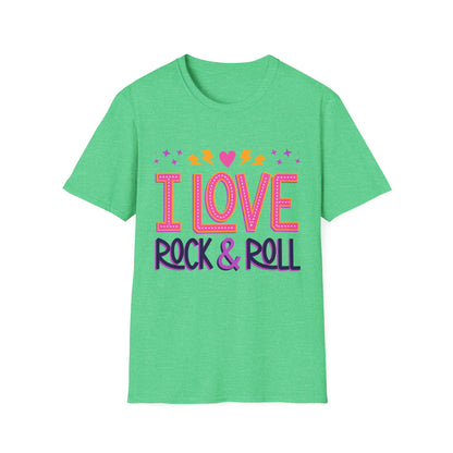 I Love Rock & Roll Unisex Softstyle T-Shirt - Vintage Music Tee, Concert Outfit, Music Lover Gift, Festival Shirt, Casual Everyday Wear