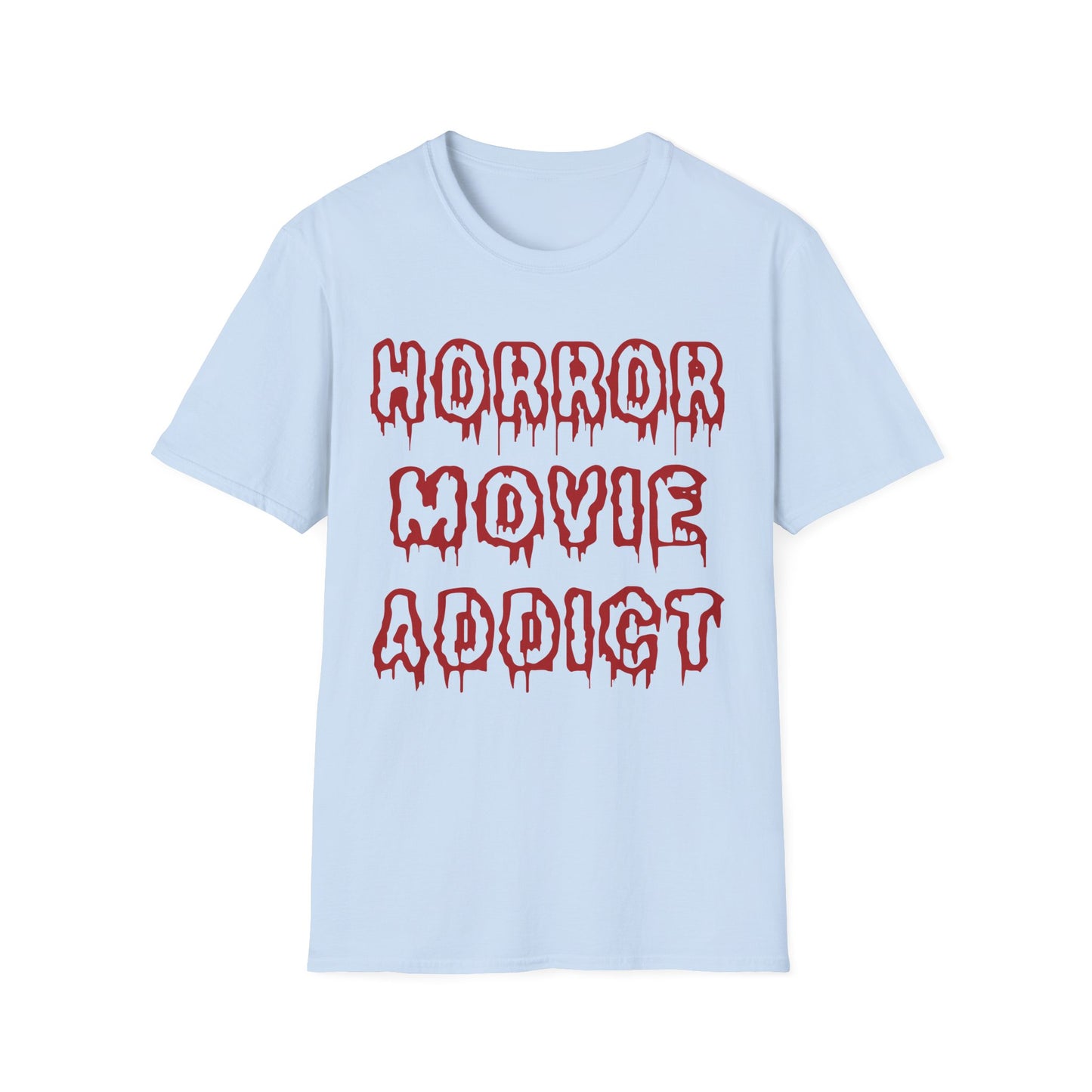 Horror Movie Addict T-Shirt, Unisex Softstyle Tee, Gifts for Film Lovers, Horror Movie Fans, Halloween Apparel, Casual Wear