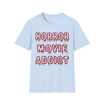 Horror Movie Addict T-Shirt, Unisex Softstyle Tee, Gifts for Film Lovers, Horror Movie Fans, Halloween Apparel, Casual Wear
