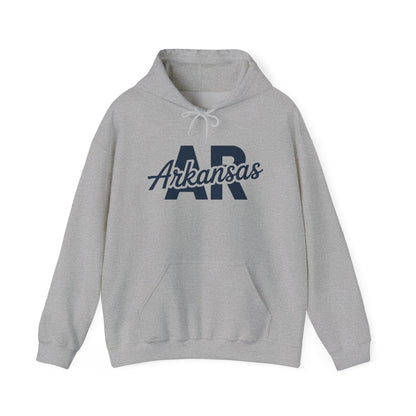 Arkansas AR Script Hoodie — Retro State Pride Pullover