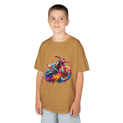 Kids' Motorcycle Graphic Tee - Vibrant Splash Design