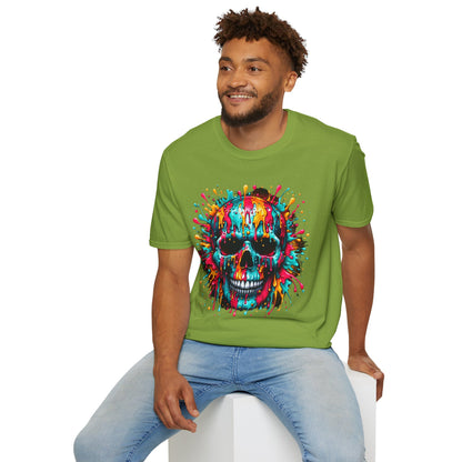 Colorful Drip Skull Unisex T-Shirt - Vibrant Graphic Tee for Art & Music Lovers