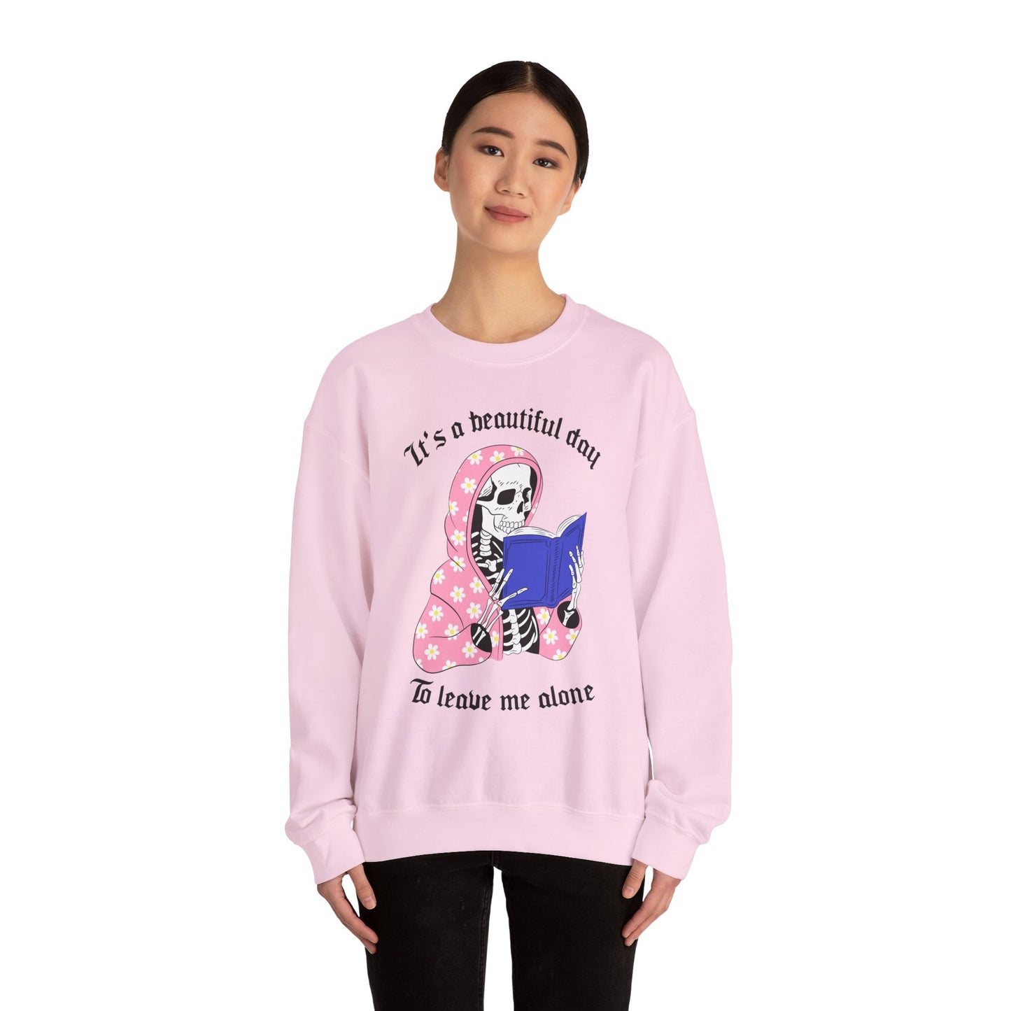 Unisex Heavy Blend™ Crewneck Sweatshirt - "It's a Beautiful Day to Leave Me Alone" Cozy Graphic