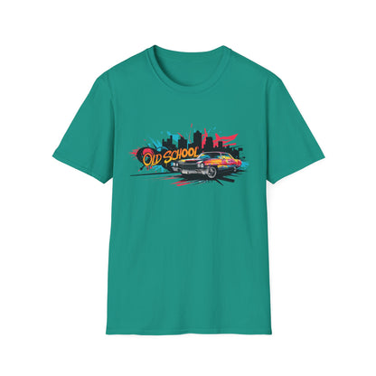 Retro Car Graphic Unisex Softstyle T-Shirt, Vintage Tee, Old School Shirt, Cool Graphic Tee, Gift for Car Lovers, Unisex T-Shirt