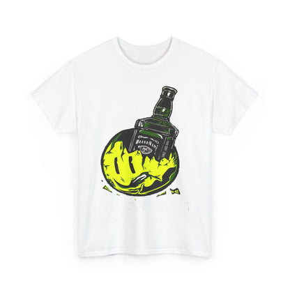 Unisex Heavy Cotton Tee - Eco-Friendly Bold Design with Bottle & Hand Graphic