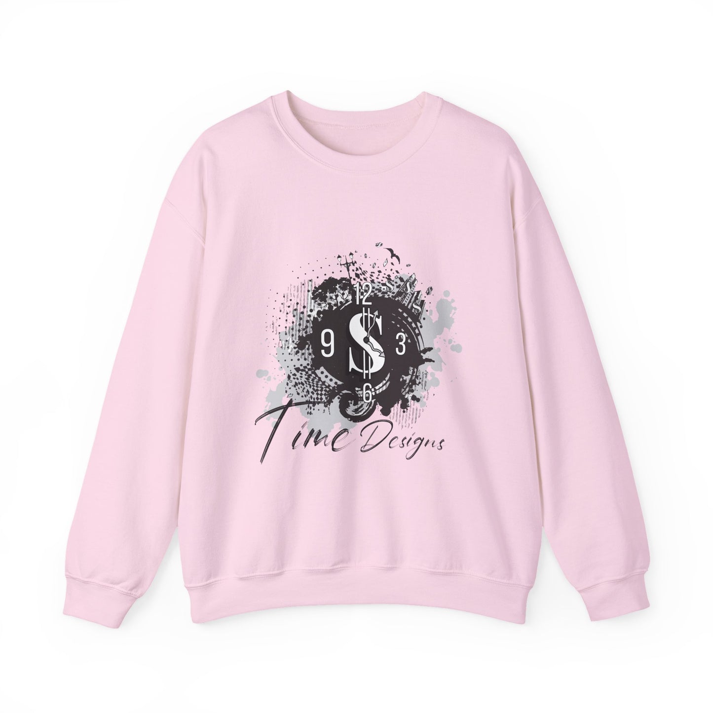 Crewneck Sweatshirt — Grunge Dollar Logo "Time Designs" Graphic
