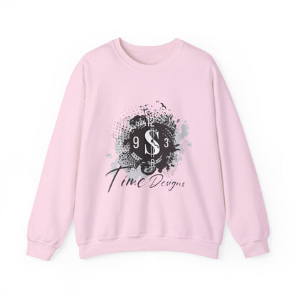 Crewneck Sweatshirt — Grunge Dollar Logo "Time Designs" Graphic