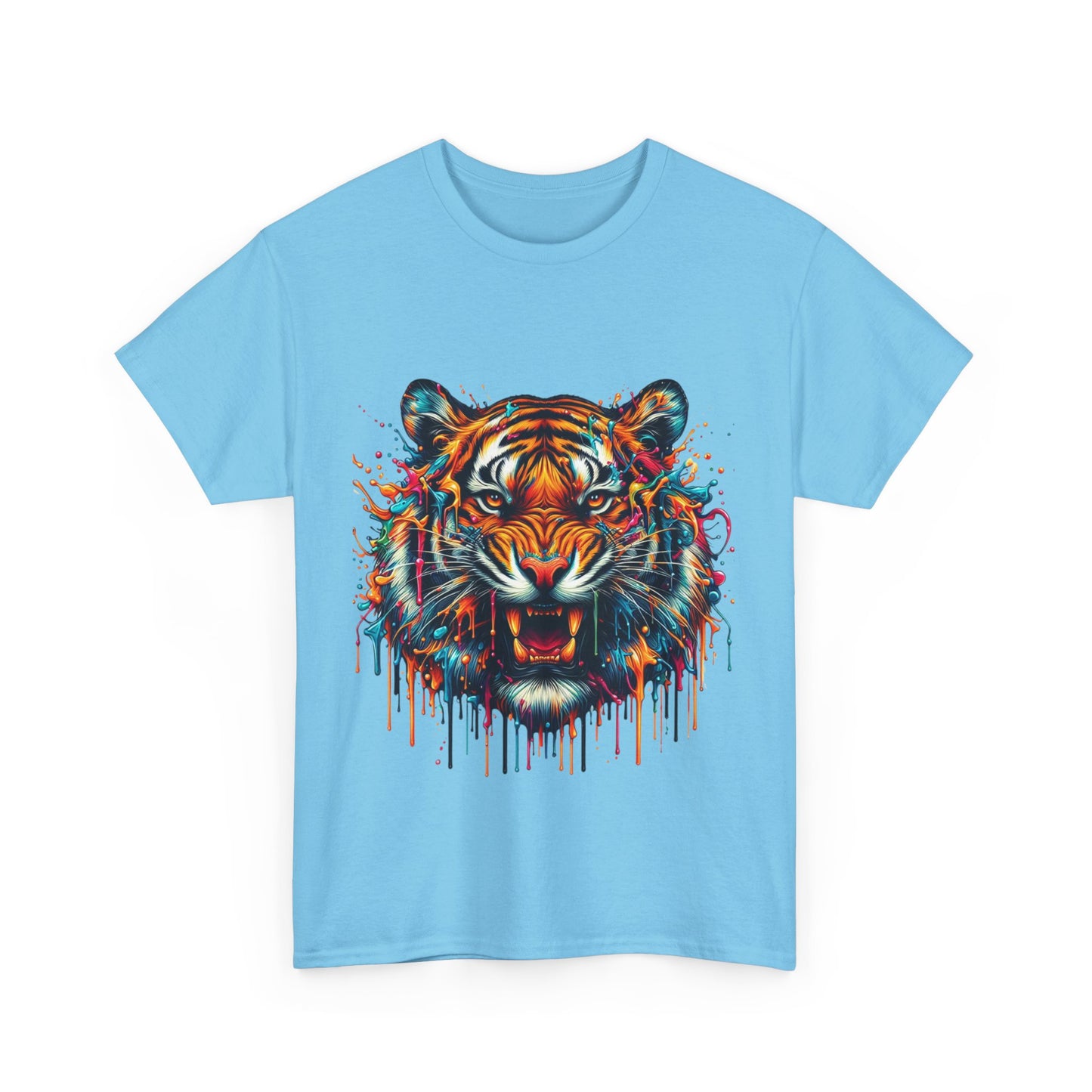 Fierce Tiger Unisex Heavy Cotton Tee - Vibrant Animal Graphic Shirt