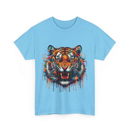Fierce Tiger Unisex Heavy Cotton Tee - Vibrant Animal Graphic Shirt