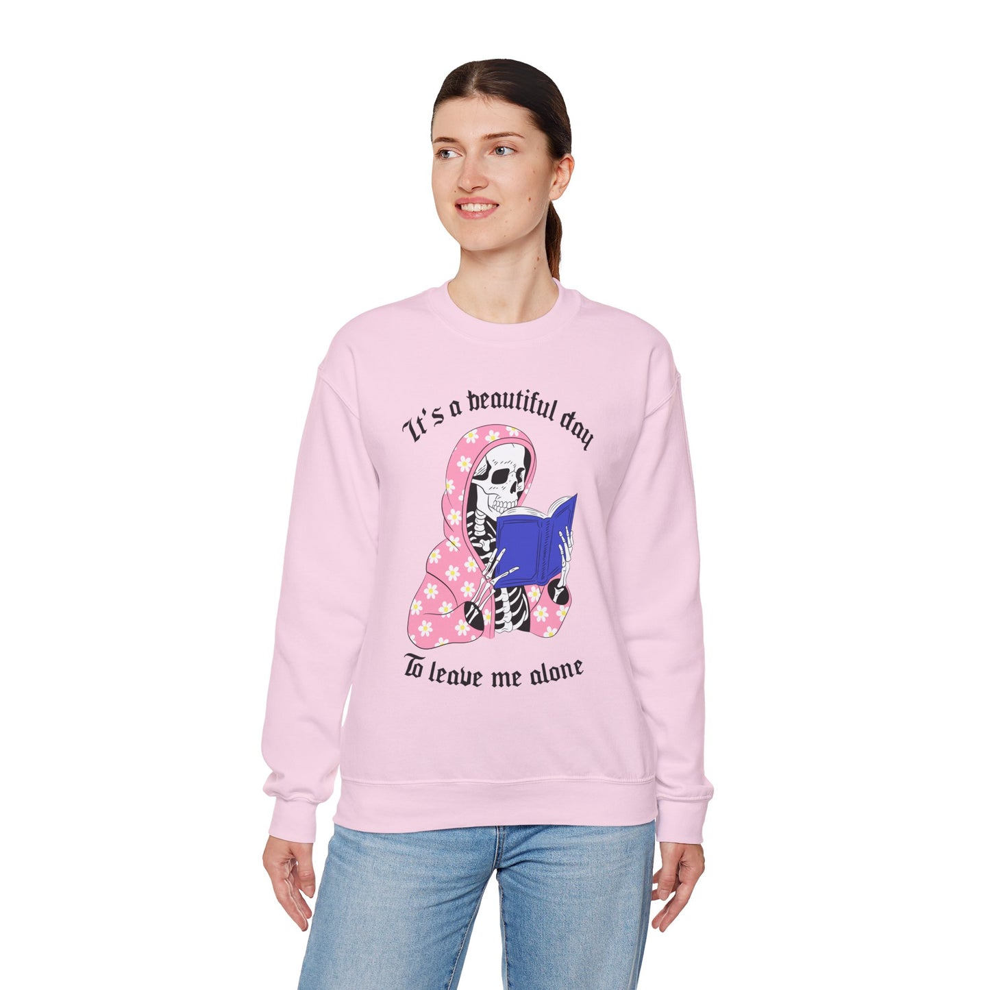 Unisex Heavy Blend™ Crewneck Sweatshirt - "It's a Beautiful Day to Leave Me Alone" Cozy Graphic