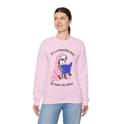 Unisex Heavy Blend™ Crewneck Sweatshirt - "It's a Beautiful Day to Leave Me Alone" Cozy Graphic