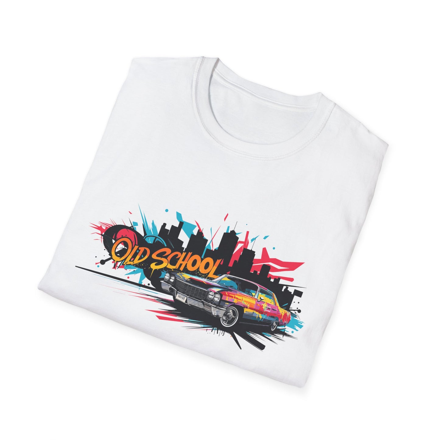 Retro Car Graphic Unisex Softstyle T-Shirt, Vintage Tee, Old School Shirt, Cool Graphic Tee, Gift for Car Lovers, Unisex T-Shirt