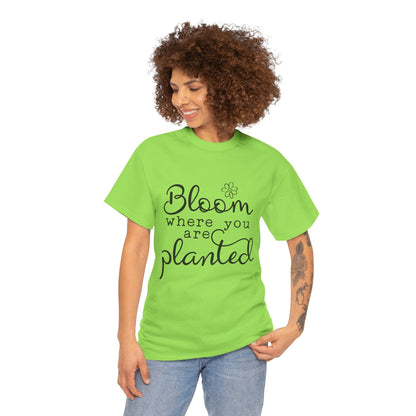 Inspirational Bloom Tee - Unisex Heavy Cotton T-Shirt for Growth Mindset