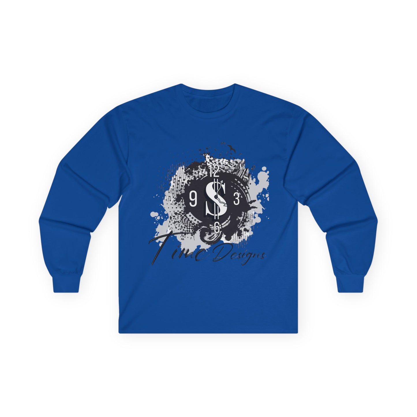 Stylish Unisex Long Sleeve Tee - Time Design with Dollar Sign
