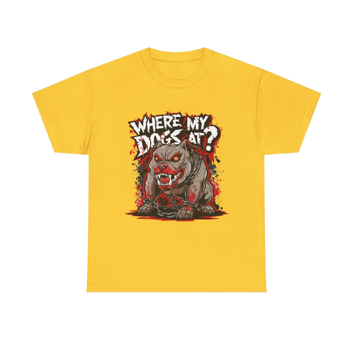 Unisex Graphic Tee - "Where My Dogs At?" Horror Style, Perfect for Halloween, Dog Lovers, Casual Wear