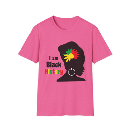 I Am Black History Unisex Softstyle T-Shirt | Black History Month Gift, Empowerment Shirt, Cultural Pride Tee, Education Awareness