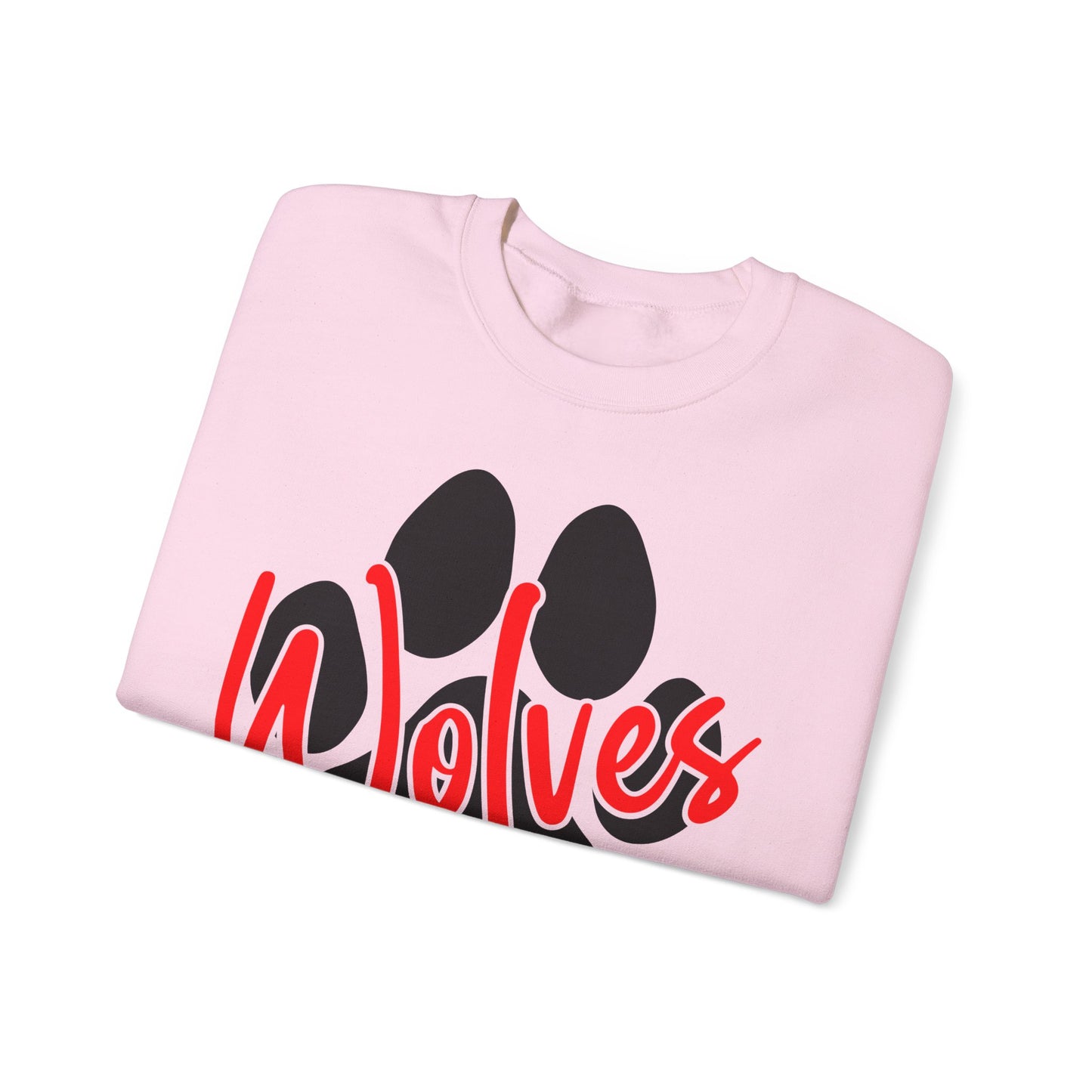 Wolves Paw Crewneck Sweatshirt — Red Script School Spirit