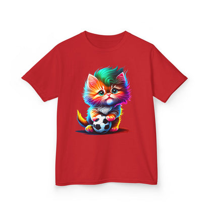 Colorful Cat Soccer Kids Heavy Cotton™ Tee