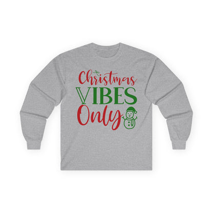 Christmas Vibes Long Sleeve Tee, Holiday Apparel, Unisex Tee, Festive Shirt, Winter Wear, Christmas Gift, Seasonal Fashion