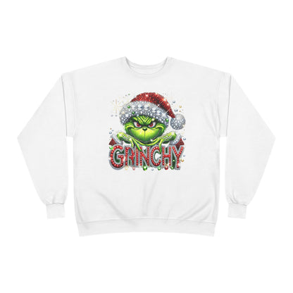 Grinchy Holiday Sweatshirt — Festive Green Grinch Face with Santa Hat