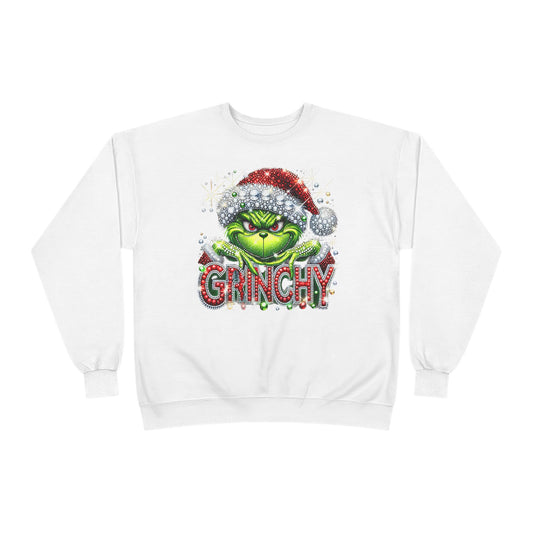 Grinchy Holiday Sweatshirt — Festive Green Grinch Face with Santa Hat